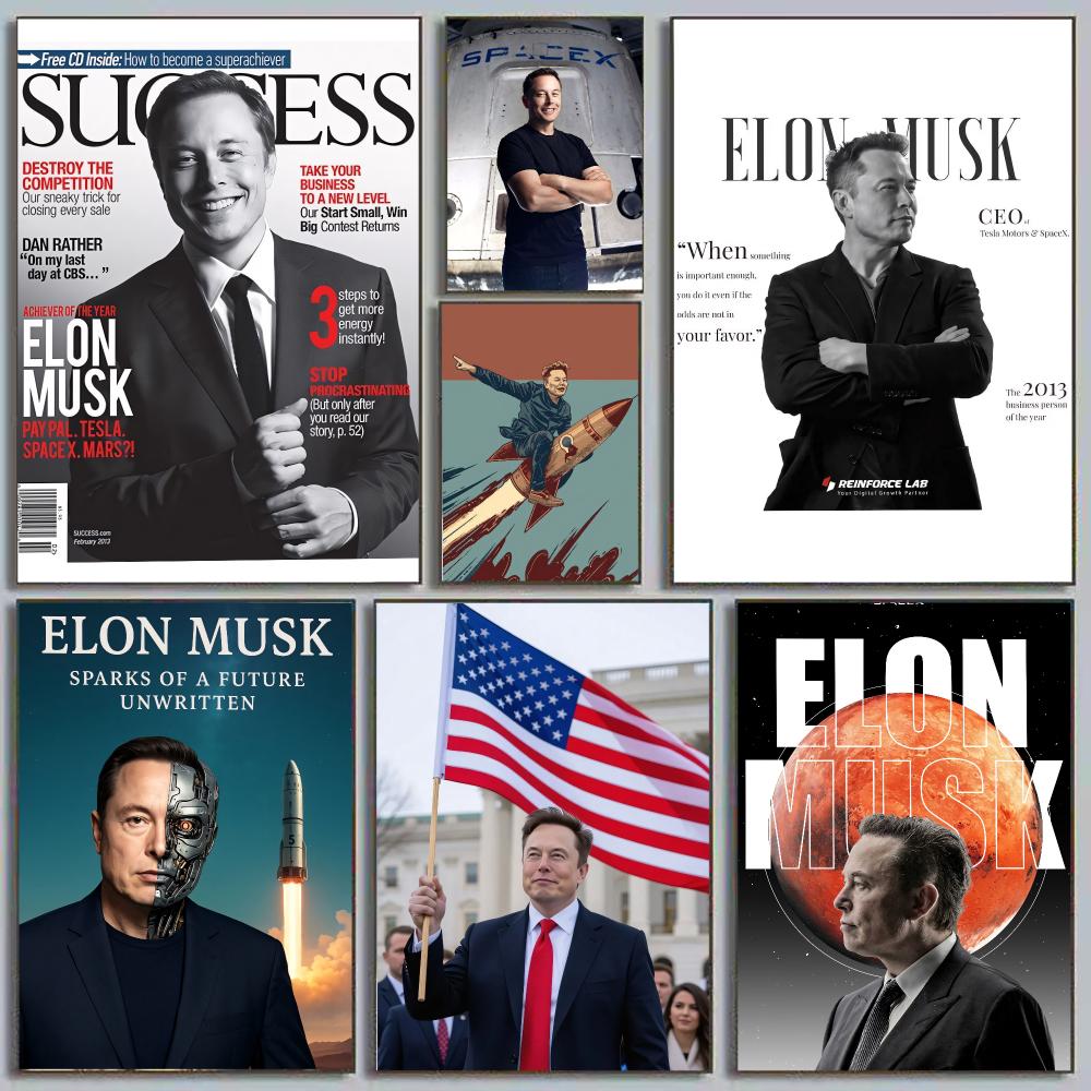 Tech Office Wall Decor - Elon Musk Dogefather, Visionário Tecnológico, CEO