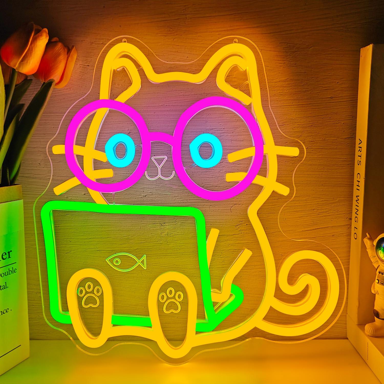 Letreiro Neon de Gato para Lap - Tech Office Wall Decor avaliação e preço
